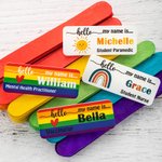Personalised Rainbow Sun Heart Magnetic Plastic Pin Badge with Name Nurses Week Birthday Appreciation Gift for Nurse Doctor Teacher