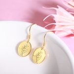 Personalised Birth Month Flower Earrings with Back Engraving