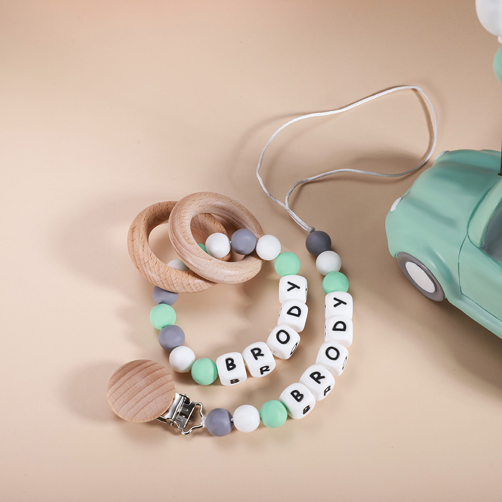 Custom Baby Pacifier Clip & Teether Set with Name CALLIE