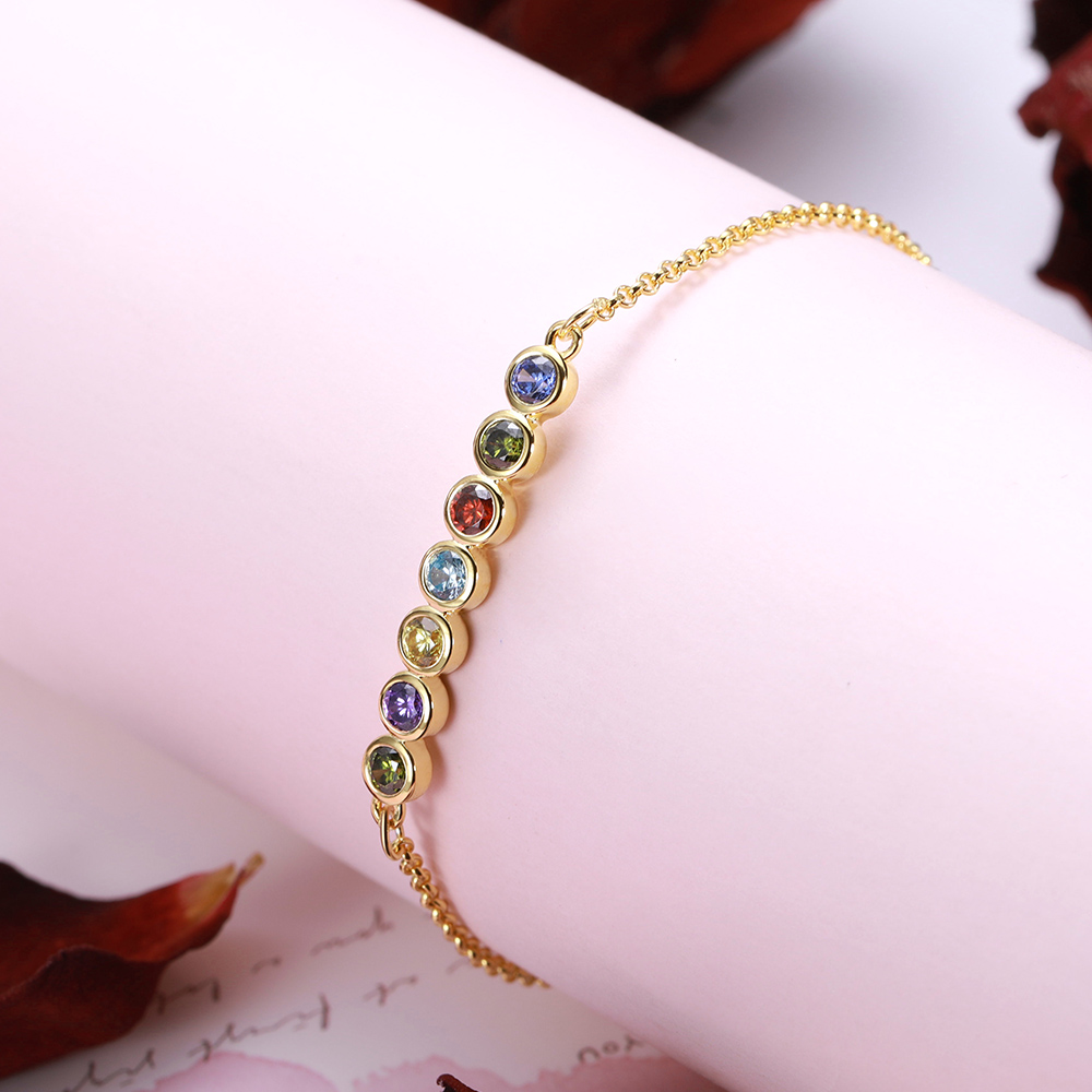 Discover Mother's Bracelet - Personalised 1 to 12  Birthstones Bracelet in Sterling Silver