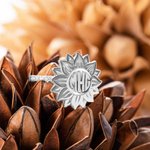 Anillo girasol monograma en bloque Plata de ley