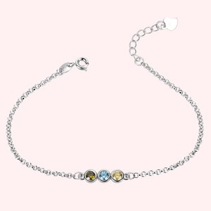 Personalisiertes Armband mit 1 bis 12 Geburtssteine Sterling Silber Geschenk für Damen Mutter Mädchen
