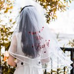 Personalized Bride to Be White Veil Sash Slippers Shoelaces Set with Name Bachelorette Bridal Shower Supplies for Bride