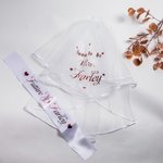 Personalized Bride to Be White Veil Sash Slippers Shoelaces Set with Name Bachelorette Bridal Shower Supplies for Bride