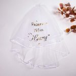 Personalized Bride to Be White Veil Sash Slippers Shoelaces Set with Name Bachelorette Bridal Shower Supplies for Bride