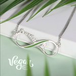 Green Line Vegetarian Symbol Infinity Name Necklace | Callie