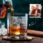 Verre à Whisky 295ml Personnalisé avec Photo et Texte Gravés Cadeau Anniversaire St-Valentin Noël pour Couple Famille
