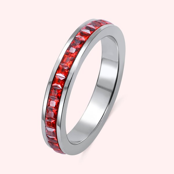Stacking Birthstone Name Ring in Stainless Steel