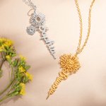 Personalized Birth Flower Name Necklace Mother's Day Birthday Gift for Mom Grandma