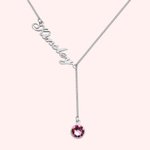 Collier avec Prénom et Pierre de Naissance Personnalisés Cadeau Anniversaire Fête pour Femme