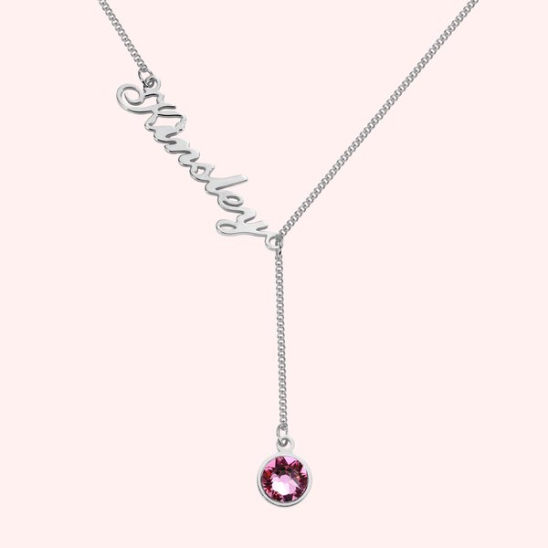 Collier avec Prénom et Pierre de Naissance Personnalisés Cadeau Anniversaire Fête pour Femme
