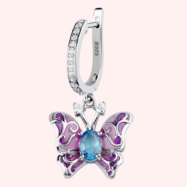 Birthstone Butterfly Hoop Earrings