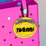 Personalized Engraved Wooden Baseball Basketball Bow Tag Sports Charm Bag Accessory Birthday Gift for Sports Lovers