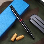 Personalisierte gelbe rote blaue Linie graviert 308 Kugelschreiber mit Clip Tinte Nachfüllpackung Geschenk für Polizist Militär Justizbeamter