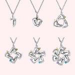 Personalized 1-6 Birthstones Kid Feet Sterling Silver Necklace with Engraved Names Mother's Day Gift for Her