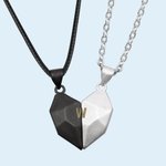 2 Pieces Custom Magnetic Patchwork Heart-Shaped Necklace
