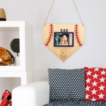 Custom Rustic Baseball Photo Wood Frame Gifts for Dad