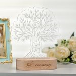 Personalized Love Tree LED Night Light with Wood Base and Text Anniversary Wedding Gift for Couple