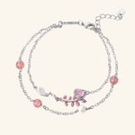 Bracelet de mariage en argent double couleur avec feuilles de vigne