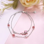 Bracelet de mariage en argent double couleur avec feuilles de vigne