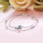 Bracelet de mariage en argent double couleur avec feuilles de vigne