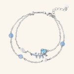 Bracelet de mariage en argent double couleur avec feuilles de vigne