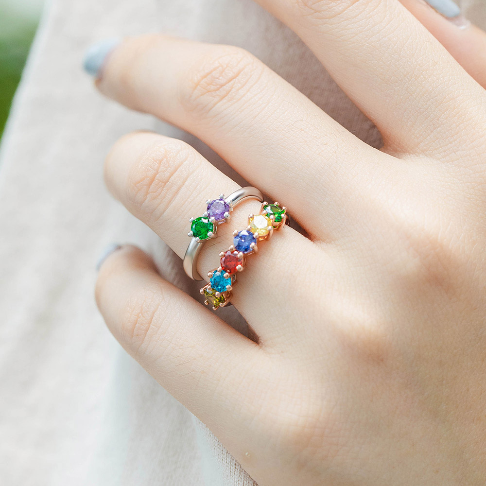 Perosnalized Elegant Multi Birthstone Ring for Women CALLIE