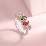 Personalized Family Mother's Birthstones Ring Sterling Silver