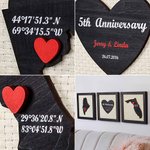 Personalised Anniversary Photo Frame Map Home Decor Gift