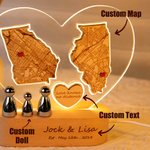 Gepersonaliseerde kaart nachtlamp met gegraveerde tekst Lange Afstand Relaties Gift voor koppels Home Decor