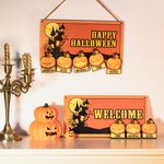 Engraved Halloween Pumpkins Wood Sign Wall Art Decor