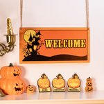 Engraved Halloween Pumpkins Wood Sign Wall Art Decor