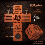 Projected Jack O Pumpkin Lanterns Wood Square Light-Up