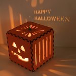 Projected Jack O Pumpkin Lanterns Wood Square Light-Up