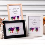 Texas Longhorn Cow Couple Watercolour Art Print