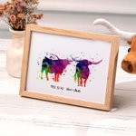 Texas Longhorn Cow Couple Watercolour Art Print