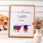 Texas Longhorn Cow Couple Watercolour Art Print