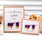 Texas Longhorn Cow Couple Watercolour Art Print