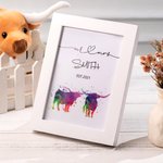 Texas Longhorn Cow Couple Watercolour Art Print