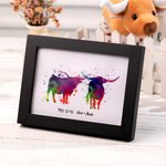 Texas Longhorn Cow Couple Watercolour Art Print