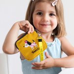 Portefeuille Personnalisé avec Nom et Numéro Brodés Porte-Monnaie en Toile à Motif de Dessin Animé Cadeau pour Fille Enfant