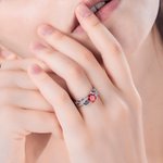 Gegraveerde Geboortesteen Tak Bladeren Ring Sterling Zilver