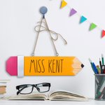 Personalised Wooden Pencil Teacher Name Plates Teacher Appreciation Gift