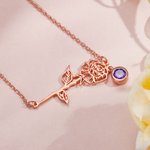 Personalized Hollow Birth Flower Necklace with Birthstone Charm Mother's Day Birthday for Women