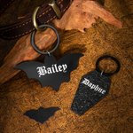 Personalized Acrylic Gothic Pet Dog ID Name Tag Pet Halloween Costume Set of 2