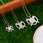 925 Sterling Silber Baseballschläger Nummerierte Sporthalskette