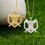 925 Sterling Silber Baseballschläger Nummerierte Sporthalskette