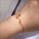 Personalised Birth Flower Bracelet with Birthstone Birthday Mother's Day Gift for Women