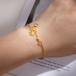 Personalised Birth Flower Bracelet with Birthstone Birthday Mother's Day Gift for Women