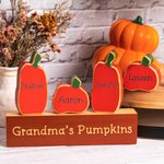 Personalized Pumpkins Family Block Set Fall Wooden Sign Decor for Home Table Shelf Halloween Thanksgiving Gift